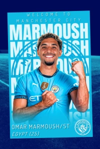 Omar Marmoush Man City Poster Design template