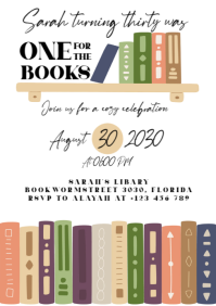 One for the Books – Thirty Birthday Invitation | Book Lover’s Celebration A5 template