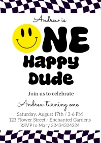 One Happy Dude Birthday Invitation A6 template