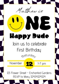 One Happy Dude Birthday Invitation A6 template