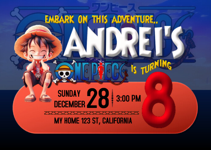 one piece birthday invitation Template | PosterMyWall