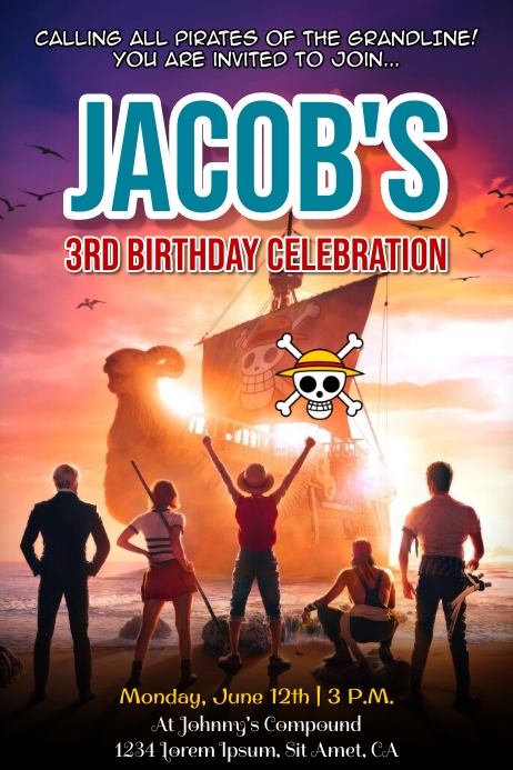 Plantilla de One Piece - Birthday Invitation | PosterMyWall