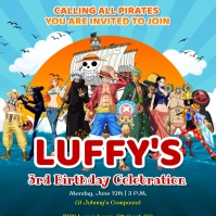 One Piece - Birthday Invitation Instagram-bericht template