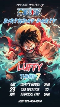 one piece birthday invitation template Historia de Instagram