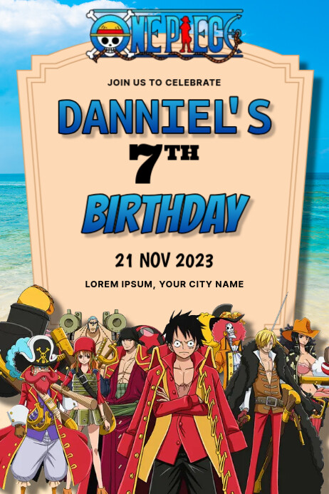 One Piece Birthday Theme Invitation Template | PosterMyWall