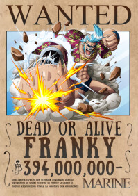 One Piece Bounty Wanted Franky A4 template