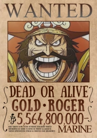 One Piece Bounty Wanted Gold-Roger A4 template