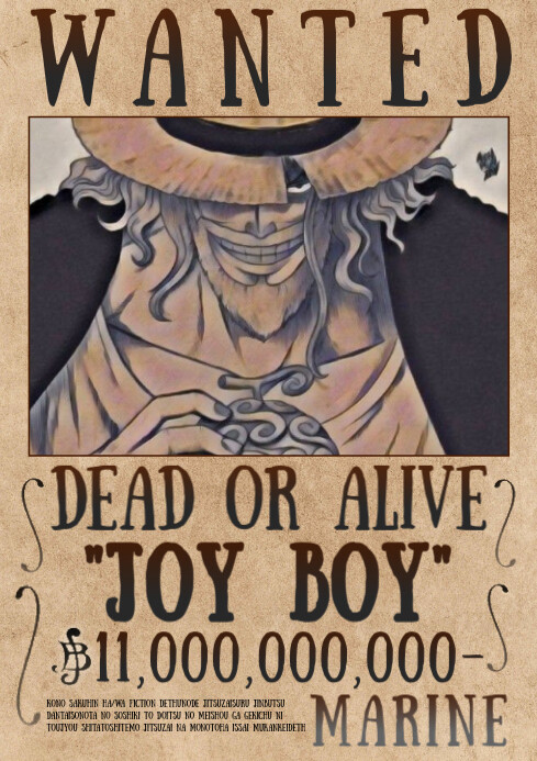 One Piece Bounty Wanted Joy Boy A4 template