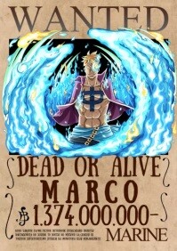 One Piece Bounty Wanted Marco A4 template