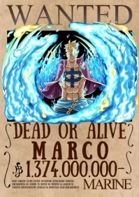 One Piece Bounty Wanted Marco A4 template