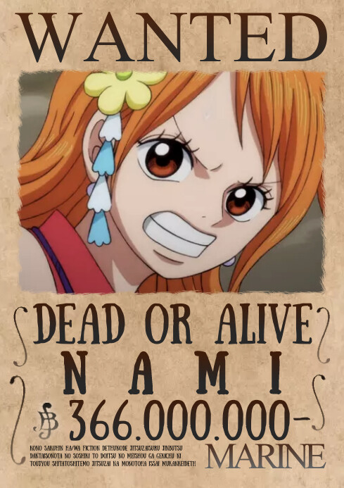 Plantilla De One Piece Bounty Wanted Nami PosterMyWall Plantilla De One Piece Bounty Wanted Nami PosterMyWall