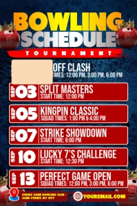 One Schedule. Endless Bowling Battles. Poster template
