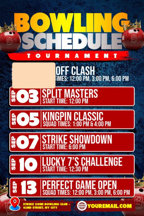 Copy of One Schedule. Endless Bowling Battles. | PosterMyWall