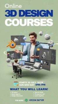 Online 3d Design Course Digital Display (9:16) template