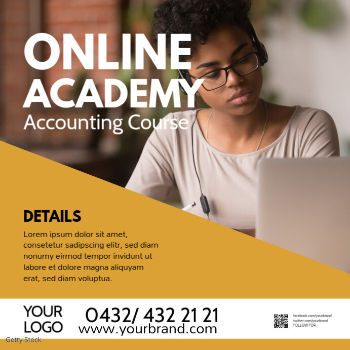 Online academy workshop course Promotion Template | PosterMyWall