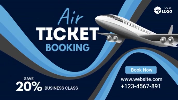 Online Air Ticket Bookinf Service Banner ad Digital Display (16:9) template