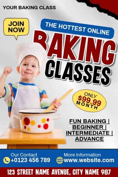 Baking Course Templets Online Baking Class Template | PosterMyWall