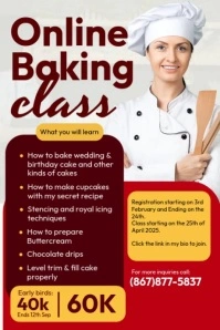 Online Baking Class Poster template