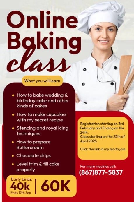 Baking Course Templets Online Baking Class Template | PosterMyWall