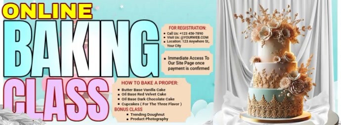 Baking Course Templets Online Baking Class Lesson Template | PosterMyWall