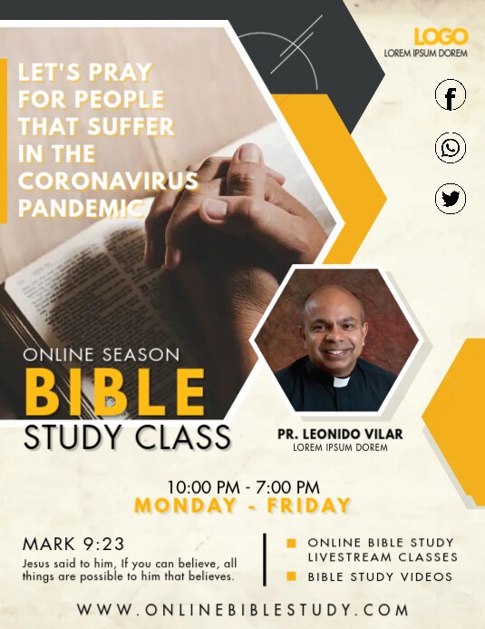 Online Bible Study Sessions Flyer 传单(美国信函) template