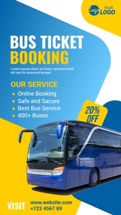 Bus Booking Add Online Bus Ticket Services Ad Template | PosterMyWall