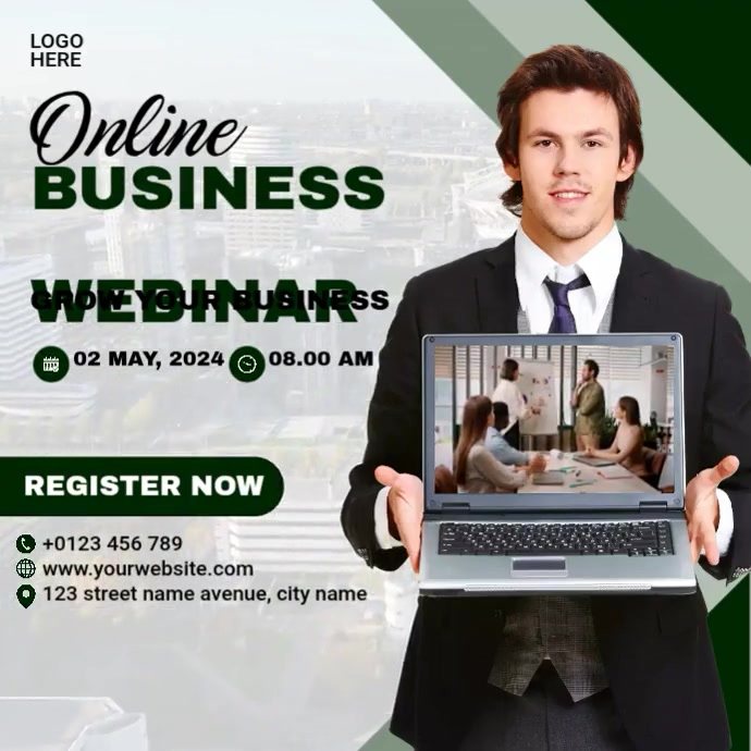 Online Business Webinar Template | PosterMyWall