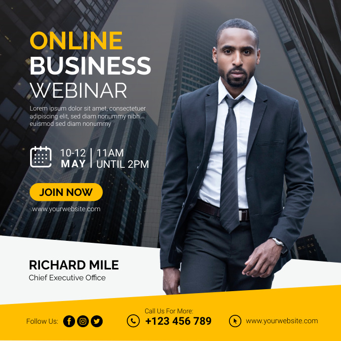 Online Business Webinar Social Media Post Template | PosterMyWall