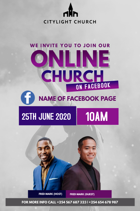 online church flyer Póster template