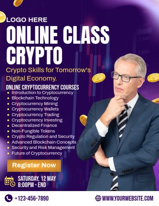 Online Class Crypto Flyer (US Letter) template
