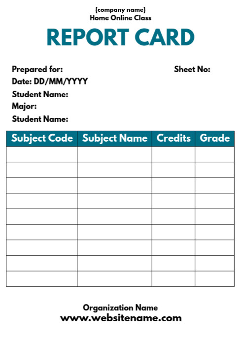 Online Class Printable Report Card Template PosterMyWall