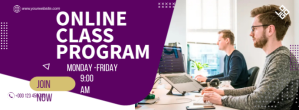 Purple online class program Facebook Cover Photo Template