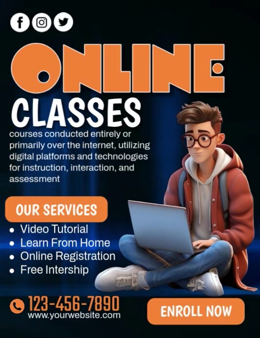 Online Classes 传单(美国信函) template