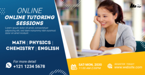 Blue Online Tutoring Promotion Facebook Group Cover Photo Template