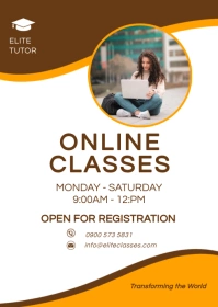 Online classes flyer A6 template