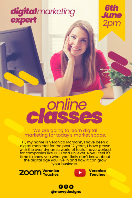 Online Classes Invitation Poster Template | PosterMyWall