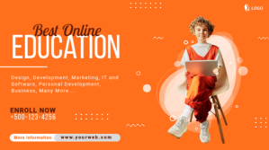 红色 Online Education Twitter Post Template