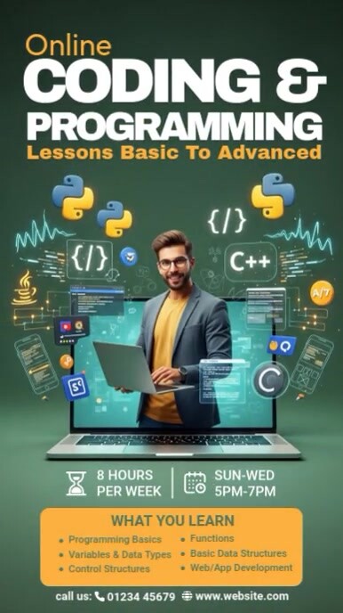 online coding lessons Instagram-verhaal template