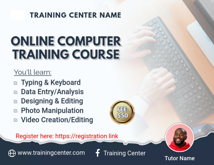 Online Computer Training Course Banner Design Template | PosterMyWall