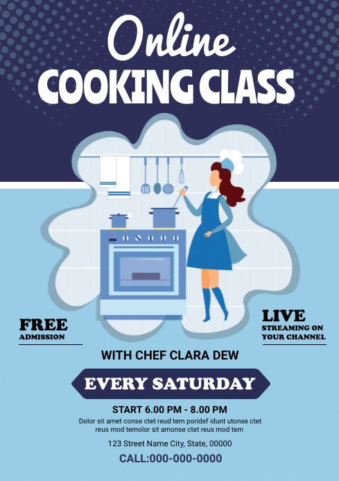 Online Cooking Class Flyer A4 template