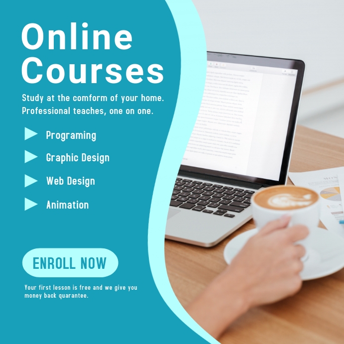 Online Course Blue Publicação no Instagram template