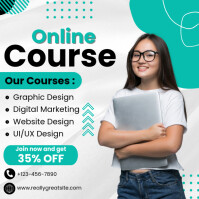 White Online Courses Promotion Instagram Post Template