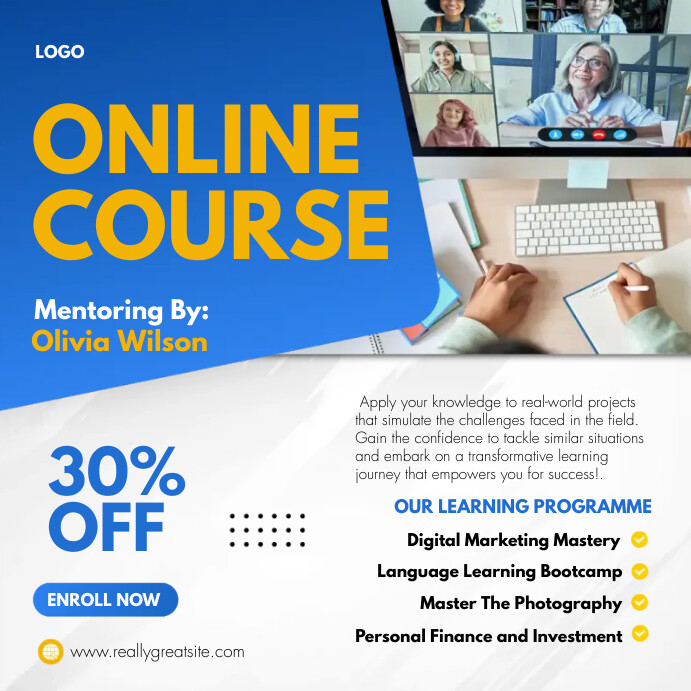 online course learning template Instagram Post