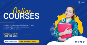 Niebieski Online Courses Promotion Facebook Shared Image Template