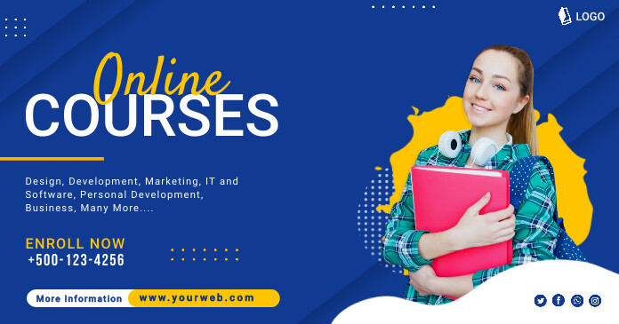 Online Courses Facebook Post Banner Template | PosterMyWall