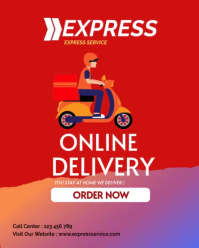 Red Online Delivery Service Instagram Portrait Template