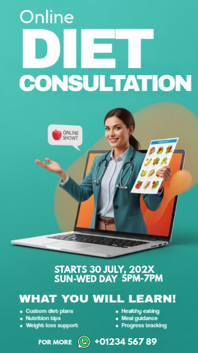 Online Diet Consultation Digital Display (9:16) template