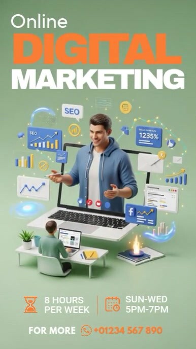 Online Digital Marketing Course Template | PosterMyWall