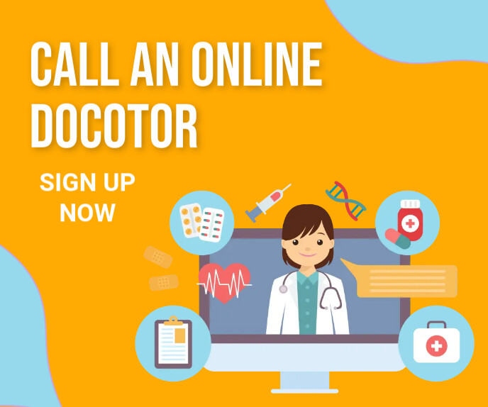 Online doctor,online appointment Duży prostokąt template