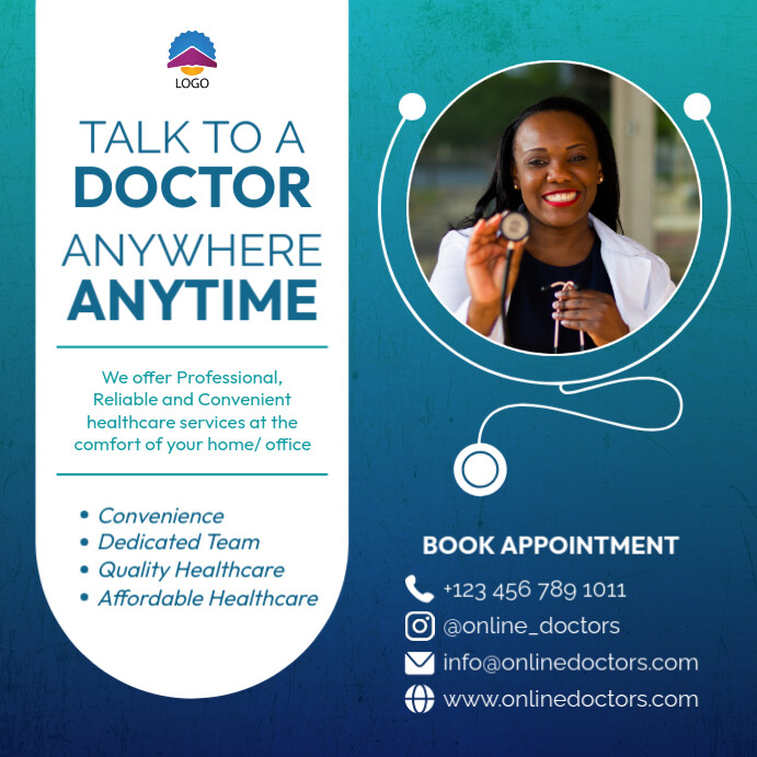 Online doctor healthcare appointment flyer Instagram-bericht template